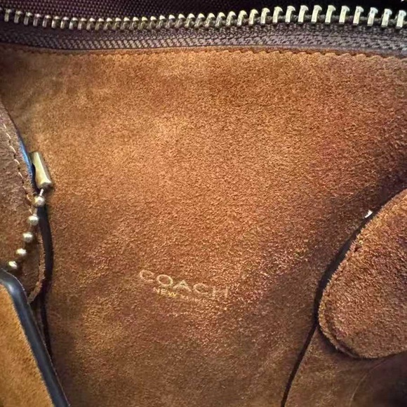 Coach Suede Satchel in Rich Chestnut Brown with Gold Hardware - Picture 9 of 12